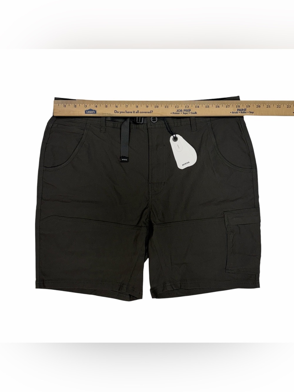 Prana Stretch Zion Short II Men 36 Grey 8” Cargo Trail Belted Outdoor Hiking NEW - Picture 9 of 14
